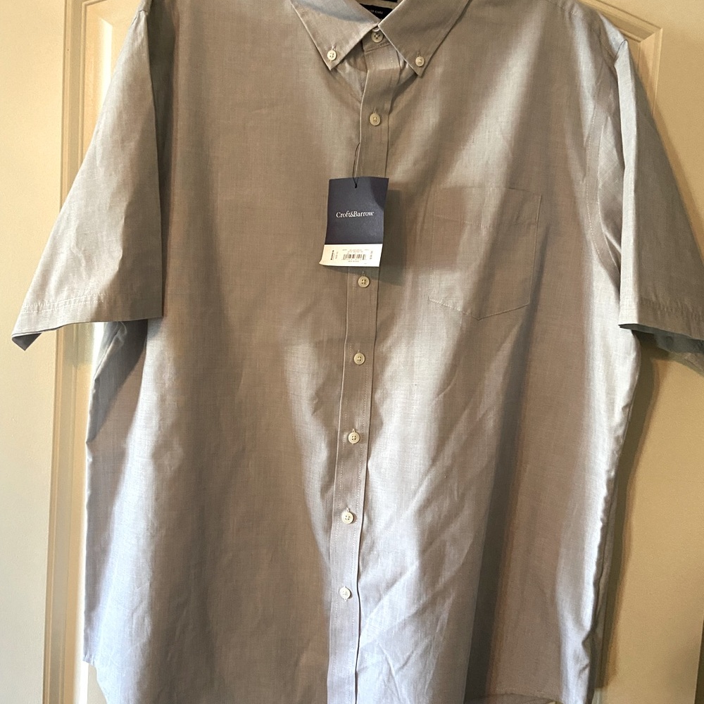 Men’s button down collar XL shirt grey short sleeve
